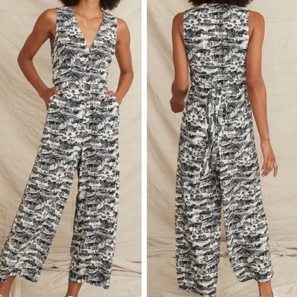 Marine Layer Holi Jumpsuit in California B&W Print Sz XS